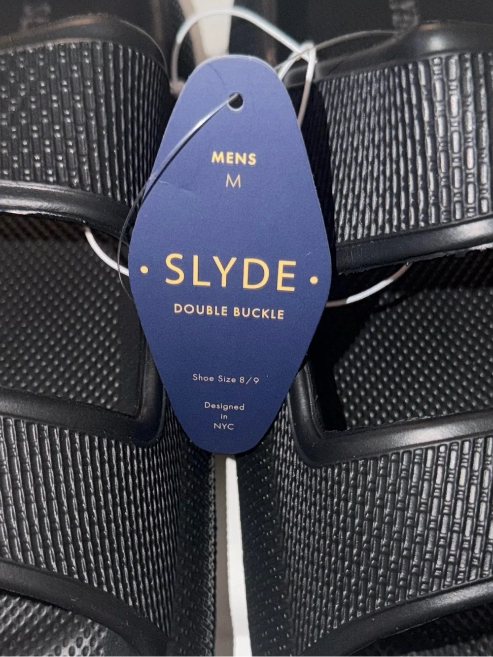 *new* Slyde Men's Black Double Buckle Slide Sandals Size M(8/9)